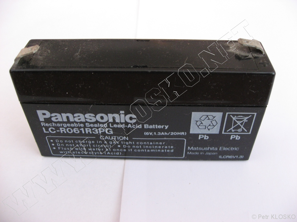 Detail - Bazar - elektronick� sou��stky � Akumul�tor LC-R061R3PG, 6V/1,3 Ah