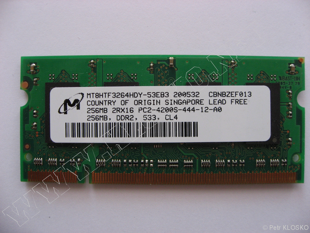 Detail - Bazar - PC komponenty a psluenstv - 256MB PC2 4200S 444MHz SODIMM