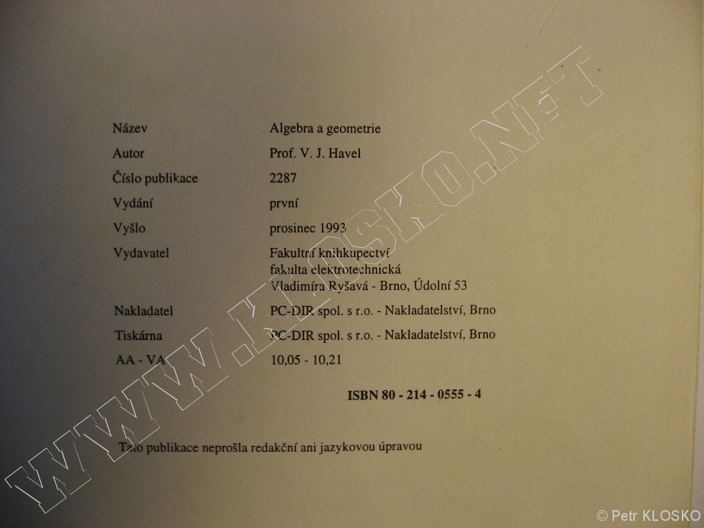 Detail - Bazar - skripta - Algebra a geometrie - Tir�