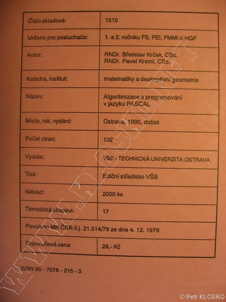 Detail - Bazar - skripta - Algoritmizace a programov�n� v jazyku Pascal - Tir�