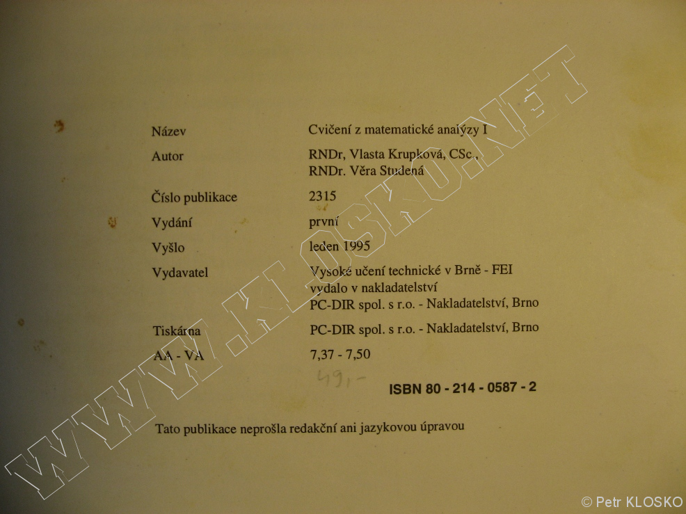 Detail - Bazar - skripta - Cvien z matematick analzy I. - Tir