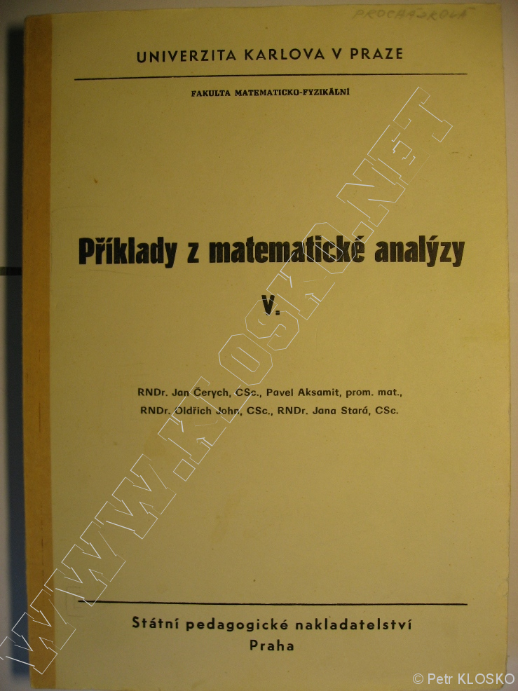 Detail - Bazar - skripta - Pklady z matematick analzy V. - Tituln strana