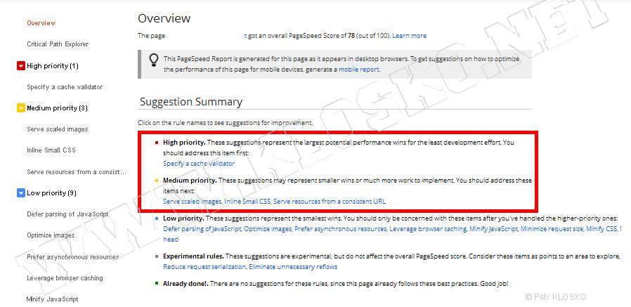 Detail - mod_pagespeed neaktivnďż˝